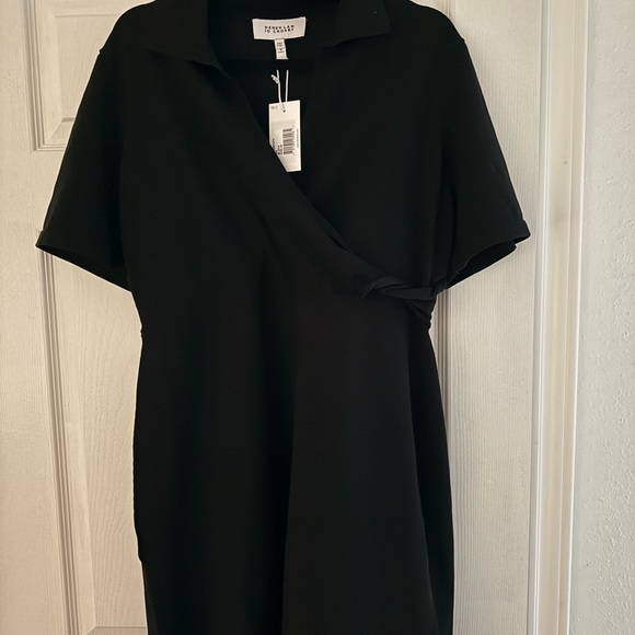 Derek Lam Black Sheath Midi Dress with Polo Collar - Picture 1 of 7